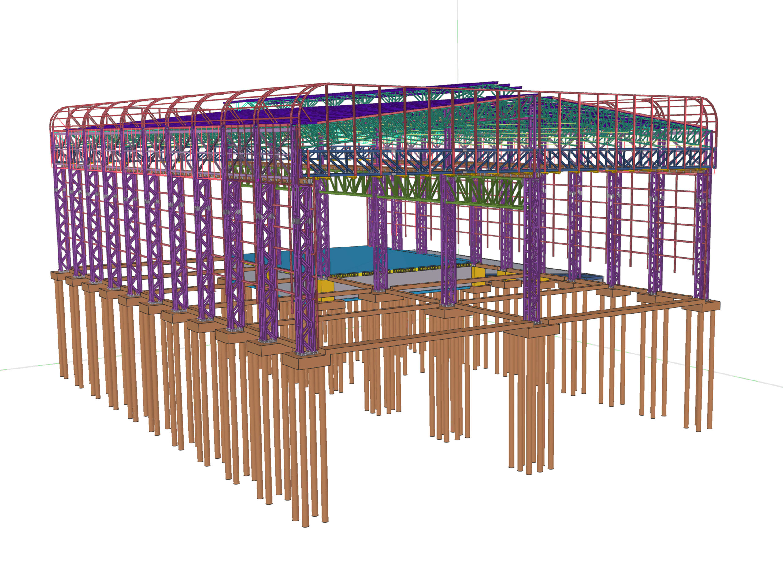Powermarine Shipyard &mdash; modello di calcolo strutturale, fondazioni su pali e struttura in elevazione